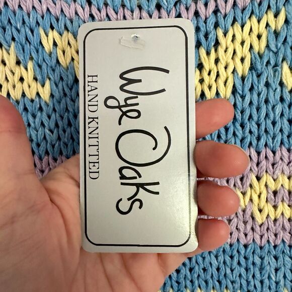 Vintage Handknitted Sweater Vest Unisex Size M New blue/yellow - Picture 3 of 4